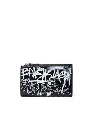 Balenciaga graffiti-print wallet - Black