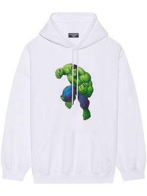 Balenciaga graphic-print cotton hoodie - White