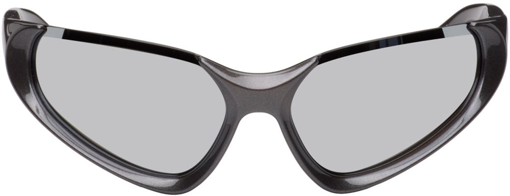 Balenciaga Gray Exaggerated Sport Goggle Sunglasses