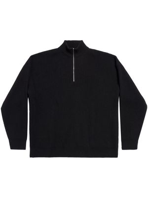 Balenciaga half-zip cashmere jumper - Black