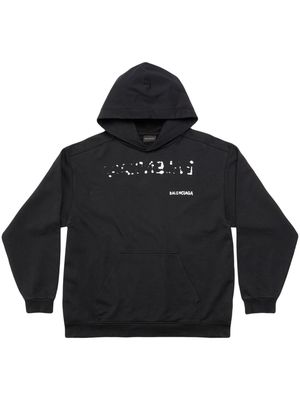 Balenciaga hand drawn-logo cotton hoodie - Black