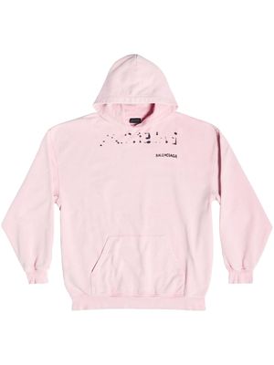 Balenciaga hand drawn-logo cotton hoodie - Pink