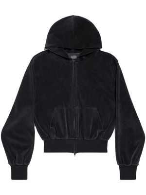 Balenciaga Handwritten embellished zip-front hoodie - Black