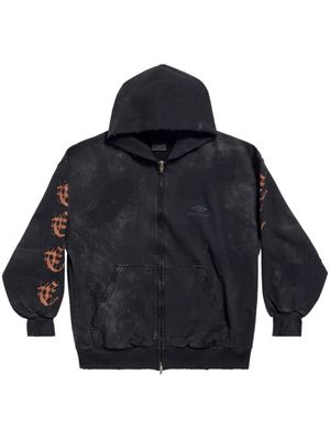Balenciaga Heavy metal artwork zip-up hoodie - Black