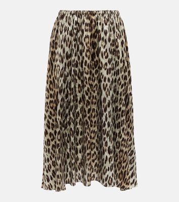 Balenciaga High-rise leopard-print silk midi skirt