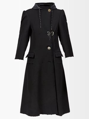 Balenciaga - Hooded Distressed Technical-gabardine Coat - Womens - Black