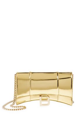 Balenciaga Hourglass Metallic Leather Wallet on a Chain in Gold