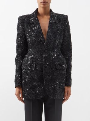Balenciaga - Hourglass Sequinned Silk Tailored Jacket - Womens - Black