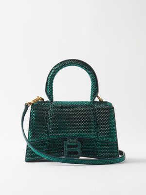 Balenciaga - Hourglass Xs Crystal-embellished Cross-body Bag - Womens - Green