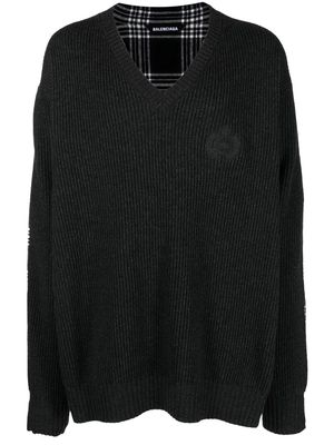 Balenciaga Hybrid V-neck oversized jumper - Black