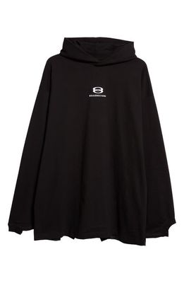 Balenciaga Infinity Logo Oversize Deconstructed Mixed Media Hoodie in Black/White