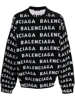 Balenciaga intarsia-knit logo jumper - Black