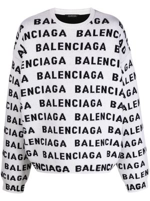 Balenciaga intarsia-knit logo jumper - White