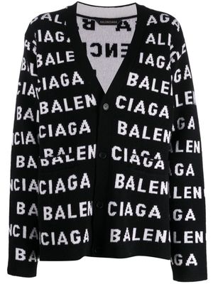 Balenciaga intarsia-knit logo-motif cardigan - Black