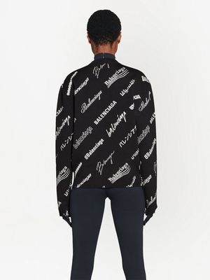 Balenciaga intarsia-knit logo-print knit jumper - Black