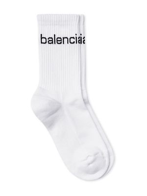 Balenciaga intarsia-knit logo socks - White