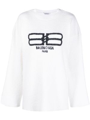 Balenciaga intarsia-knit long-sleeve jumper - White