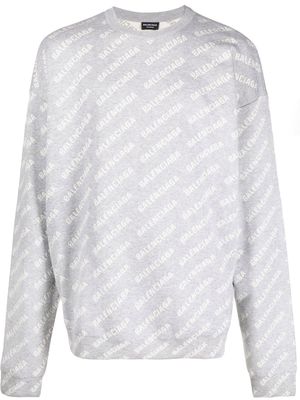 Balenciaga intarsia-logo crew-neck jumper - Grey