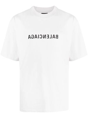 Balenciaga inverted logo-print cotton T-shirt - 9784 -ECRU/BLACK
