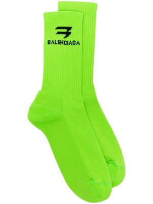 Balenciaga jacquard-logo motif socks - Green