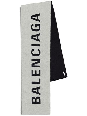 Balenciaga jacquard-logo wool scarf - Black