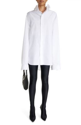 Balenciaga Kick Collar Cocoon Cotton Poplin Button-Up Shirt in White