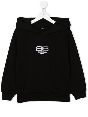Balenciaga Kids BB Paris Icon cotton hoodie - Black