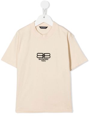 Balenciaga Kids BB Paris Icon cotton T-shirt - Neutrals