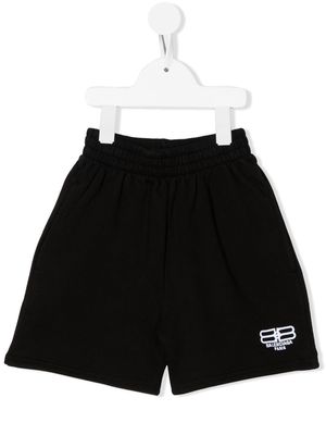 Balenciaga Kids BB Paris Icon logo-embroidered shorts - Black