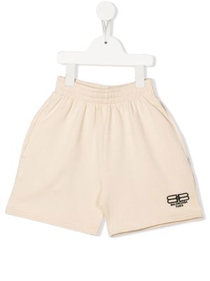 Balenciaga Kids BB Paris Icon logo-embroidered shorts - Neutrals