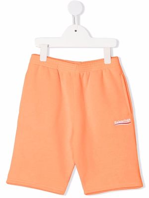 Balenciaga Kids embroidered-logo shorts - Orange