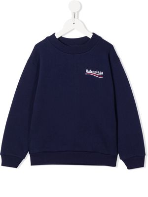 Balenciaga Kids embroidered-logo sweatshirt - Blue