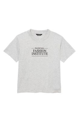 Balenciaga Kids' Fashion Institute Cotton Graphic Tee in Light Heather Grey/Black