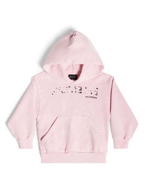 Balenciaga Kids hand-drawn cotton hoodie - Pink