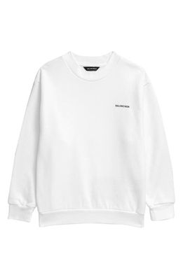Balenciaga Kids' Logo Graphic Cotton Sweatshirt in White/black