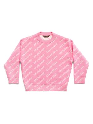 Balenciaga Kids logo-intarsia jumper - Pink