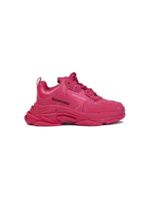 Balenciaga Kids logo-print chunky leather sneakers - Pink