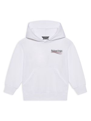 Balenciaga Kids logo-print cotton hoodie - 9040 -WHITE/BLACK