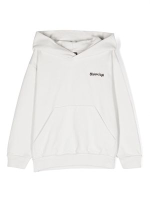 Balenciaga Kids logo-print cotton hoodie - White