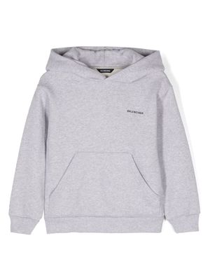 Balenciaga Kids logo-print cotton hoodies - Grey