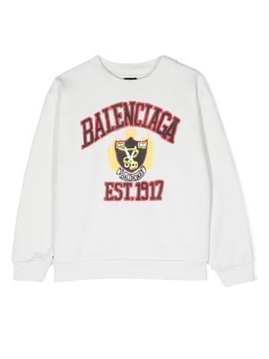 Balenciaga Kids logo-print cotton sweatshirt - White