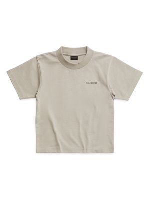 Balenciaga Kids logo-print cotton T-shirt - 9763 -DUST/BLACK
