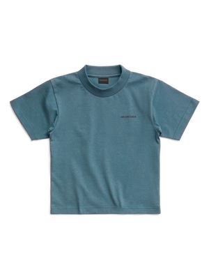 Balenciaga Kids logo-print cotton T-shirt - Blue
