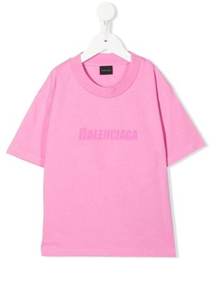 Balenciaga Kids logo-print crew-neck T-shirt - Pink