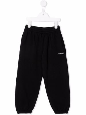 Balenciaga Kids logo-print tapered joggers - Black