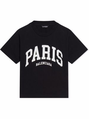 Balenciaga Kids Paris-print logo T-shirt - Black