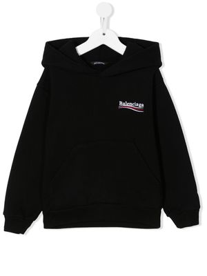 Balenciaga Kids Political Campaign logo-print hoodie - Black