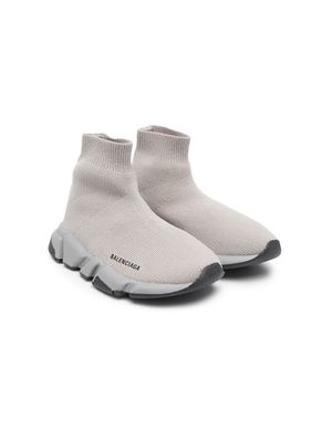 Balenciaga Kids side-logo print sock sneakers - Grey