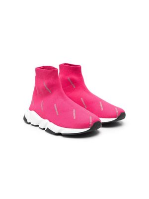 Balenciaga Kids Speed logo-print sock sneakers - Pink