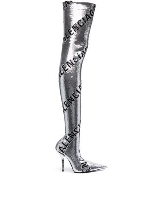 Balenciaga Knife 110mm thigh-length boots - Silver